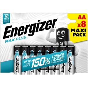 Energizer Max Plus batterie AA, confezione da 8. Batterie alcaline per una potenza di lunga durata.