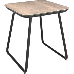 Tavolino lounge del set Fullerton: quadrato, effetto legno, struttura in acciaio antracite.