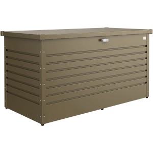Biohort FreizeitBox 160 bronze métallisé : Coffre universel en tôle d'acier avec serrure à cylindre à poignée tournante.