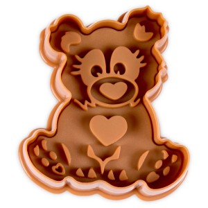 Braunfarbener Bär Ausstecher aus Kunststoff, 6 cm, für Teig und Marzipan.
