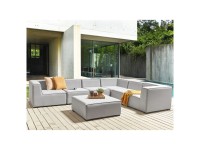 Beliani Lounge-Set Arezzo 7-Sitzer Linksseitig Modular Hellgrau