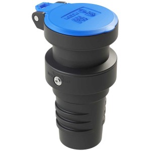 Montagekupplung Typ 23, IP55, blau-schwarz für Stromverteilung im Außenbereich.