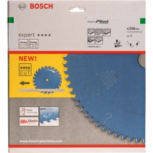 Lama per sega circolare Bosch Expert for Wood, Ø 216 mm, per tagli precisi nel legno.