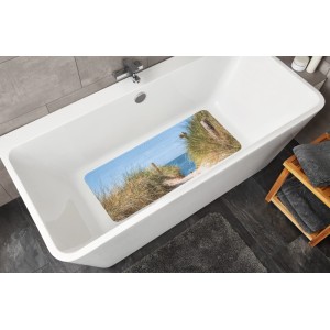Kleine Wolke Wanneneinlage Borkum mit Strandmotiv in Badewanne, 36x92 cm.