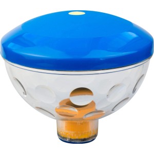 Summer Fun LED Underwater Show : Lampe de piscine flottante avec capuchon bleu et effets lumineux.