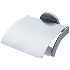 Porta carta igienica Diaqua Roma cromato con coperchio per montaggio a parete.