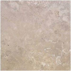 Piastrella in gres porcellanato Travertino Crema, 60x60 cm, effetto pietra naturale beige-marrone.