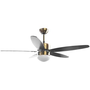 Ventilateur de plafond Sonnenkönig Catania avec lumière et trois pales aspect doré.