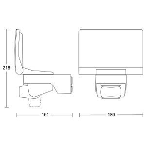 Disegno tecnico: faretto LED Steinel XLED Home 2 S, dimensioni e dettagli della luce esterna orientabile.