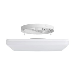 Plafonnier LED blanc Eglo Expert Castagneto, 31x31 cm, pour pièces humides. Installation facile.