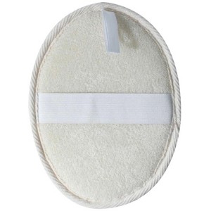 Éponge de peeling ovale en sisal MSV avec dragonne, un accessoire de bain pour le soin du corps.