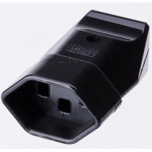 Schwarze Kupplung Typ 23, 3-polig für Schutzkontaktstecker.