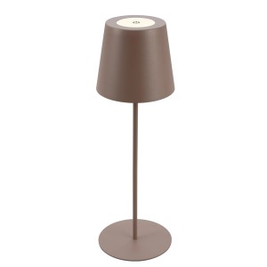 Lampada da tavolo a batteria Brilo Kiki, color umbrasand, dimmerabile, alta 36cm. Luce decorativa per interni ed esterni.