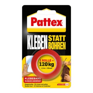 Pattex Attacca e Fissa Nastro, rotolo da 1,5 m, biadesivo per interni ed esterni.
