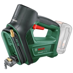 Pompa ad aria a batteria Bosch UniversalPump 18V, verde/nera, con batteria delineata. Per gonfiare pneumatici.