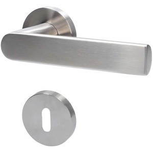 Set rosetta Lindau BB, acciaio inox satinato, ferramenta per porte interne.