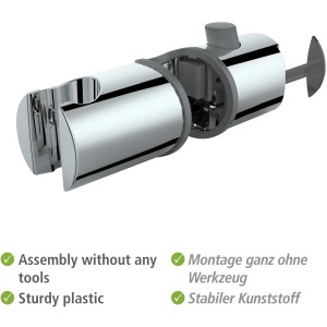 Wenko Libertà support de douchette chromé, support réglable pour barre de douche.