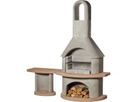 Buschbeck Grillkamin Carmen Beton Grau-Terrakotta mit Tisch