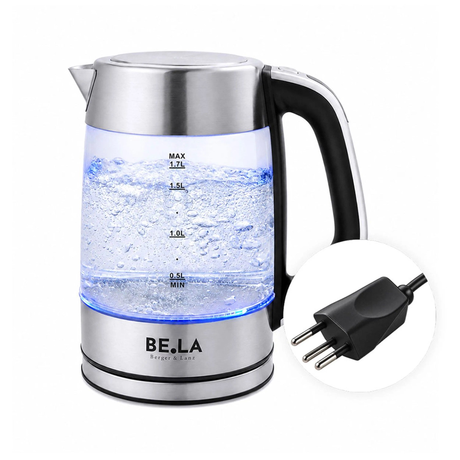 Berger & Lanz Wasserkocher Glas Transparent Silber 2'200 W / 1,7 l kaufen bei OBI