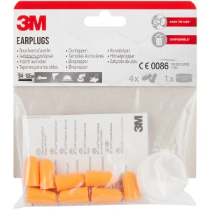 3M Bouchons d'oreille 1100 dans un sachet transparent avec boîte de rangement, orange