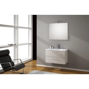 Ensemble de meubles de salle de bain Noa 80 cm avec miroir et éclairage LED aspect mélèze.