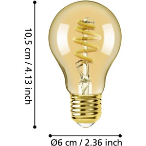 Eglo LED-Leuchtmittel connect.z A60 E27, Glas Amber, Spiralfilament, 10,5x6 cm.