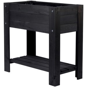 Letto rialzato Lilo antracite in legno di pino con ripiano, ca. 78x80x40 cm.