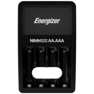 Chargeur de piles Energizer Recharge Maxi avec 4 piles AA pour charger les piles NiMH.