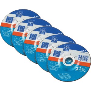 Lot de 5 disques à tronçonner le métal LUX, diamètre 125 mm pour meuleuse d'angle.