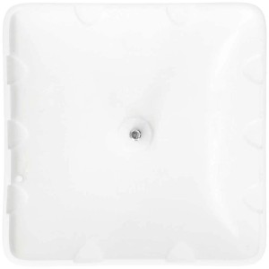 Rosace de plafond carrée blanche (8,6 cm) pour installation de lampe avec vis centrale.