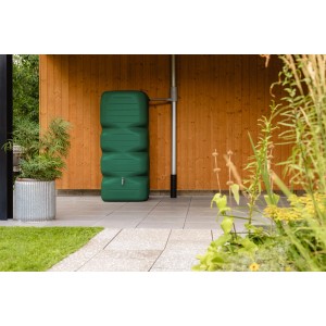 Garantia Gartentank Cubus 1000 l, verde scuro, con tre raccordi filettati in giardino.