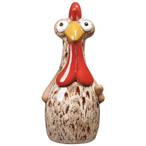 Deroma Dekofigur Huhn Farmer, Gartendeko aus Terrakotta, ca. 21x9x8,5 cm.