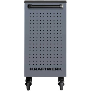 Kraftwerk BT700 servante d'atelier avec 7 tiroirs, grise, avec panneau perforé et roulettes.