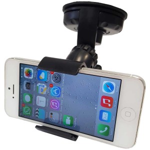 Supporto universale per smartphone con ventosa, montato sul cruscotto, telefono bloccato.