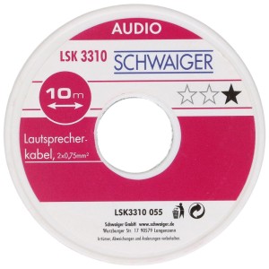 Cavo per altoparlanti Schwaiger (2x0,75 mm²) su bobina, lunghezza 10 m.