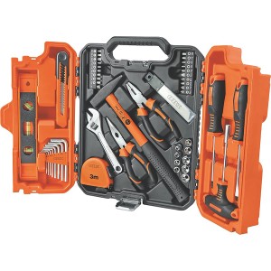 OBI Basic set d'outils 57 pièces avec marteau, pinces, tournevis et accessoires dans une mallette.