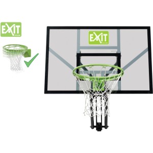 Canestro da basket EXIT Galaxy da parete, verde/nero, con anello da schiacciata e rete.