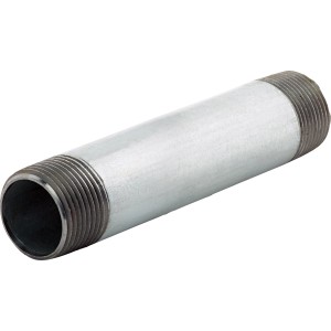 Raccordo in ghisa malleabile, 33,3 mm (R 1) x 150 mm, zincato, con filettatura maschio.