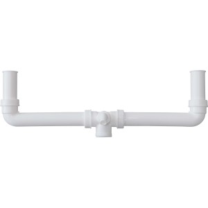 Raccord d'évacuation blanc pour évier double, 47,8 mm (G 1 1/2), en plastique.