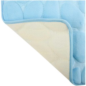 Tappeto bagno MSV in microfibra azzurro chiaro, motivo ciottoli, 40x60 cm, con rivestimento antiscivolo.