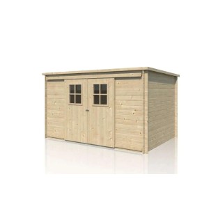 Casetta da giardino Alpholz Vera non trattata con tetto piatto e doppia porta, 330x240 cm.