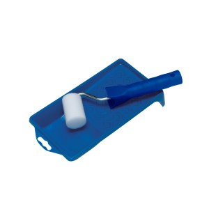 Kit à lasurer LUX 3 pièces : bac bleu, rouleau et manche. Idéal pour lasurer.