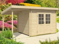 Alpholz Gartenhaus Maria-28 Natur 300 cm x 250 cm / 150 cm Schleppdach