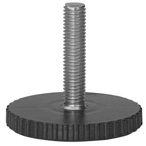Vite di regolazione Hettich M10 x 50 mm con base Ø 45 mm in plastica e acciaio.