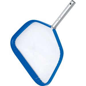 Skimmer per piscina Bestway AquaScoop Deluxe con telaio blu e manico argentato.