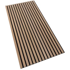 Pannello acustico Denpanels in noce naturale/nero, 120x60cm, per rivestimento pareti e soffitti.