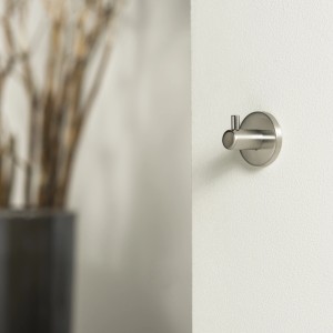 Appendino a muro Tiger Boston, acciaio inox spazzolato, piccolo porta asciugamani per bagno e cucina.