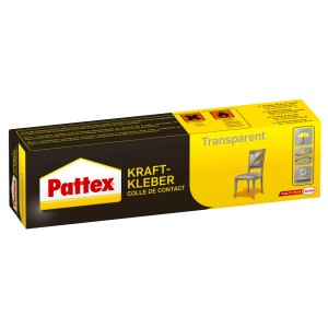 Pattex Kraftkleber Transparent, tubo da 50g. Adesivo a contatto per materiali trasparenti e giunti di colla visibili.