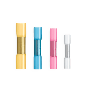 Connettori a crimpare termoretraibili Steinel per cavi da 1,5-2,5 mm, vari colori.