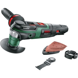 Outil multifonction sans fil Bosch AdvancedMulti 18V avec accessoires pour scier, poncer et gratter.